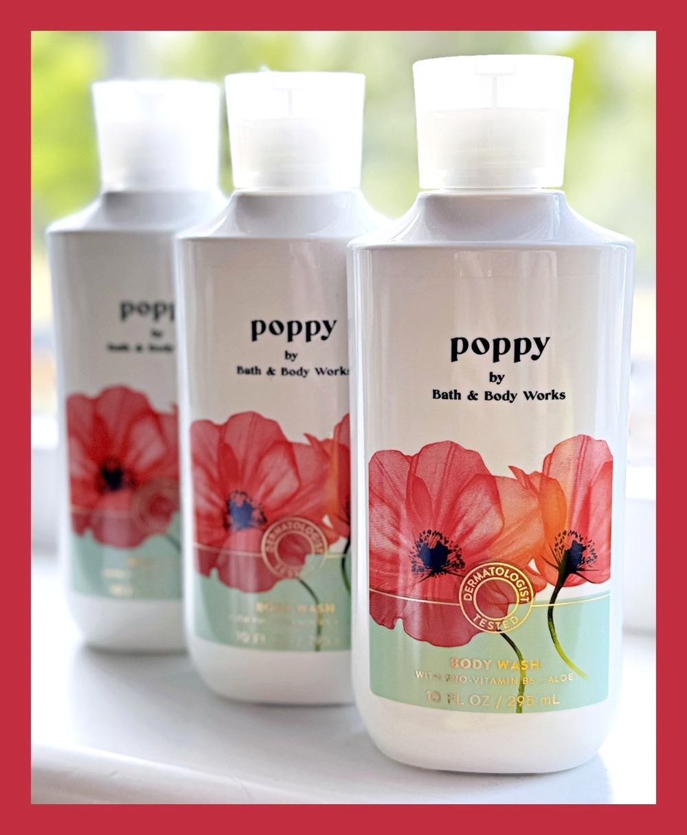 Bath & Body Works Poppy Floral 10oz Shower Gel Body Wash with Aloe B5 x3